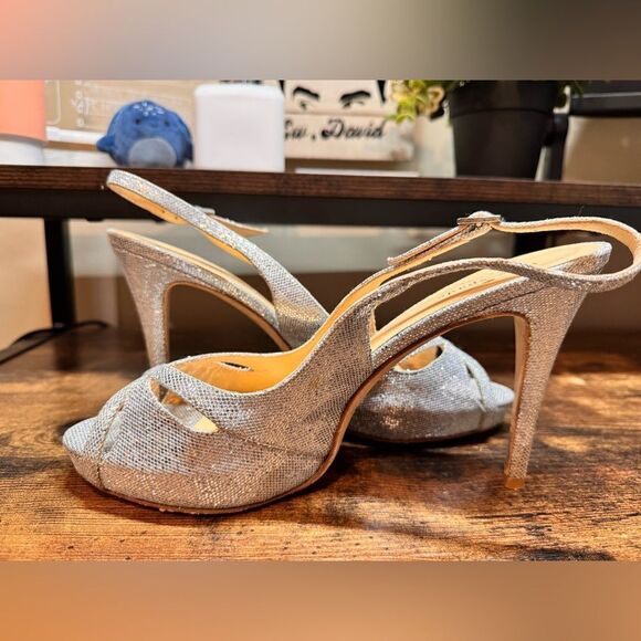 Kate Spade Strappy Silver Heels‎ Size 9 - Picture 2 of 11